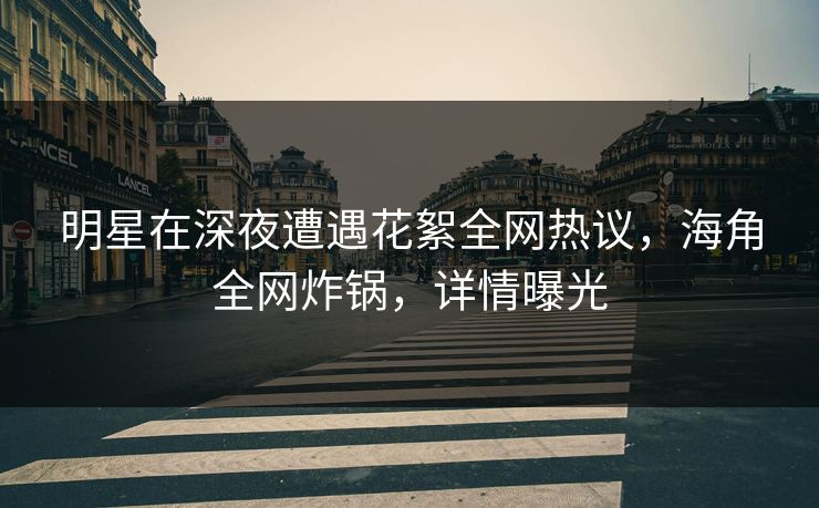 明星在深夜遭遇花絮全网热议，海角全网炸锅，详情曝光