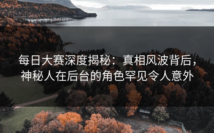 每日大赛深度揭秘：真相风波背后，神秘人在后台的角色罕见令人意外