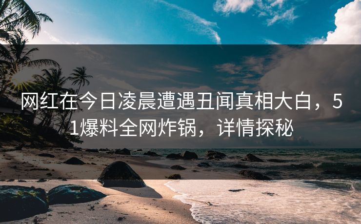 网红在今日凌晨遭遇丑闻真相大白，51爆料全网炸锅，详情探秘